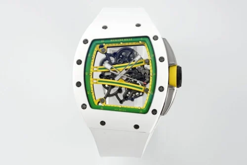 RM61-01 APSF White Ceramic/RU Skeleton Dial on White Rubber Strap 