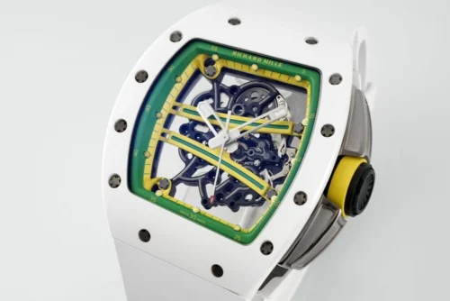 RM61-01 APSF White Ceramic/RU Skeleton Dial on White Rubber Strap  - Image 4