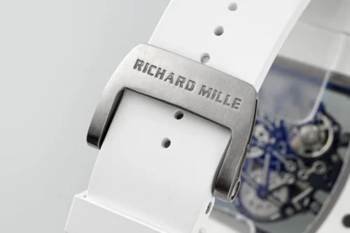 RM61-01 APSF White Ceramic/RU Skeleton Dial on White Rubber Strap  - Image 5