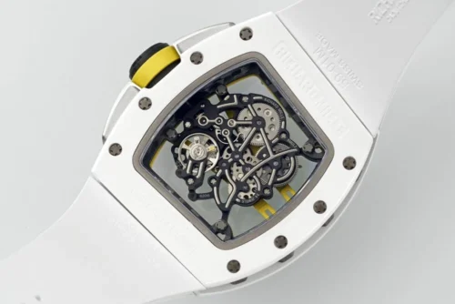 RM61-01 APSF White Ceramic/RU Skeleton Dial on White Rubber Strap  - Image 6