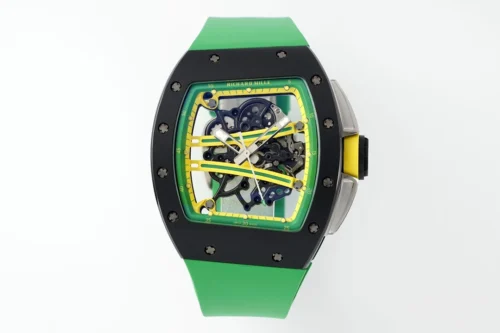 RM61-01 APSF Black Ceramic/RU Skeleton Dial on Green Rubber Strap