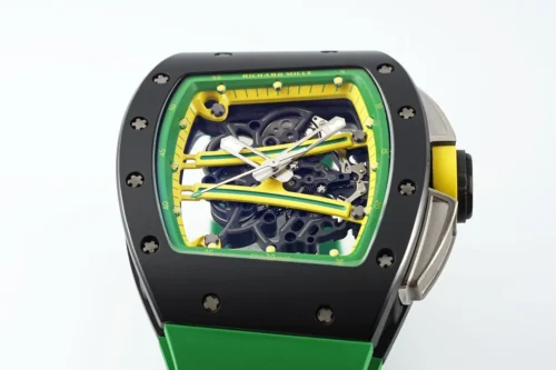 RM61-01 APSF Black Ceramic/RU Skeleton Dial on Green Rubber Strap - Image 4