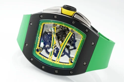 RM61-01 APSF Black Ceramic/RU Skeleton Dial on Green Rubber Strap - Image 5