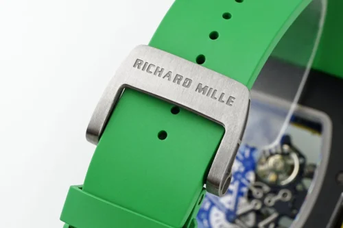 RM61-01 APSF Black Ceramic/RU Skeleton Dial on Green Rubber Strap - Image 6
