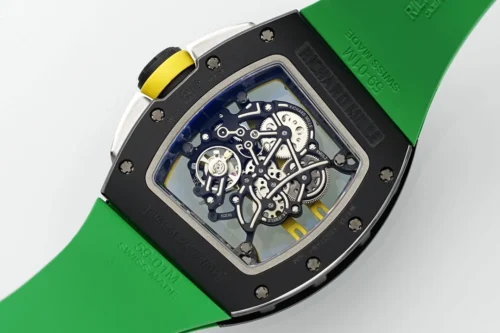 RM61-01 APSF Black Ceramic/RU Skeleton Dial on Green Rubber Strap - Image 7