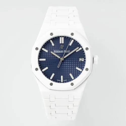 Royal Oak 41mm 15500 White Ceramic/Cer Blue Dial