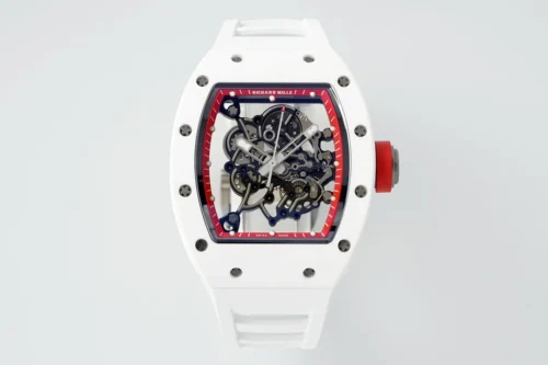 Richard Mille RM055 APSF Red Cer/RU Skeleton Dial On White Rubber Strap