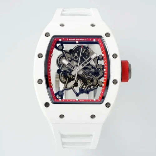 Richard Mille RM055 APSF Red Cer/RU Skeleton Dial On White Rubber Strap