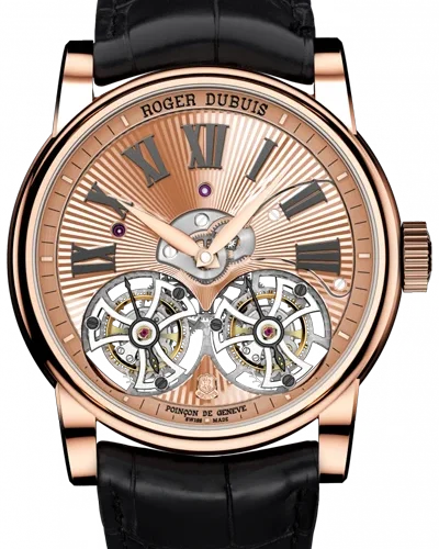 ROGER DUBUIS Double Flying Tourbillon Rose Gold Guilloché Hand-engraved Watch