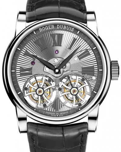 ROGER DUBUIS Double Flying Tourbillon White Gold Guilloché Hand-engraved Watch