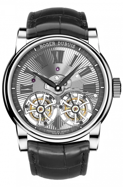 ROGER DUBUIS Double Flying Tourbillon White Gold Guilloché Hand-engraved Watch
