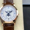Patek Philippe Annual Calendar Rose Gold; Silvered Dial; Croc Band Super Clone - Image 2