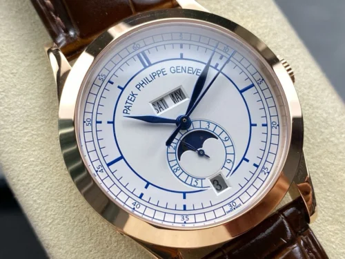 Patek Philippe Annual Calendar Rose Gold; Silvered Dial; Croc Band Super Clone