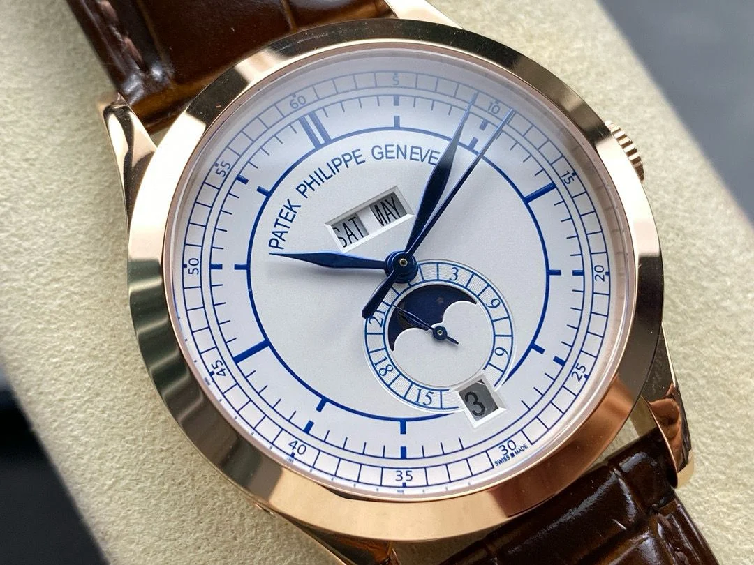 Patek Philippe Annual Calendar Rose Gold; Silvered Dial; Croc Band Super Clone