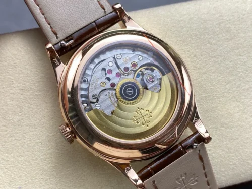 Patek Philippe Annual Calendar Rose Gold; Silvered Dial; Croc Band Super Clone - Image 8