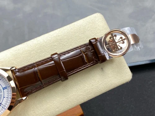 Patek Philippe Annual Calendar Rose Gold; Silvered Dial; Croc Band Super Clone - Image 7