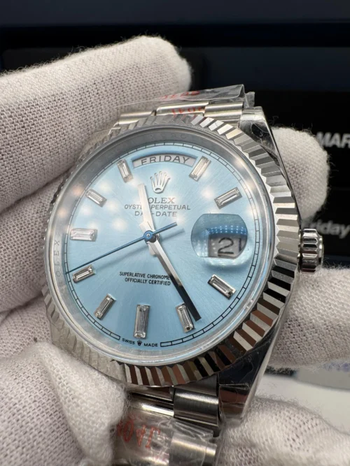 Rolex Day-Date 128236 Dial Ice Blue Weight 175gram QF Factory 40mm Super Clone - Image 3