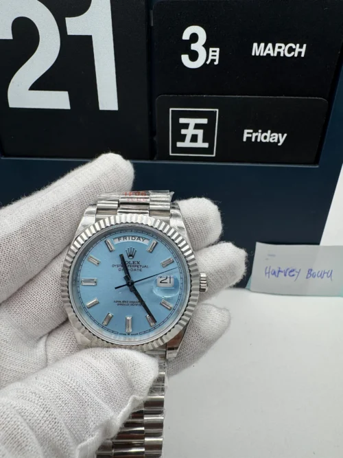 Rolex Day-Date 128236 Dial Ice Blue Weight 175gram QF Factory 40mm Super Clone - Image 10