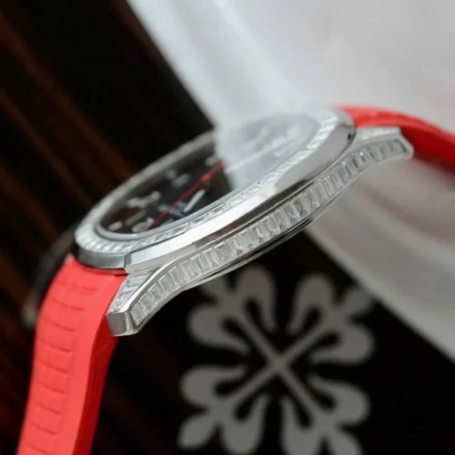 Patek Philippe Aquanaut 5167 Red Moissanite Diamonds Baguette 40mm - Image 7