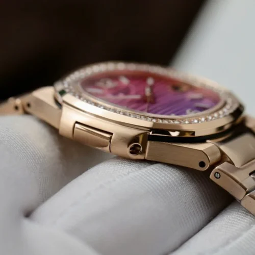 Patek Philippe Nautilus 7010R Imitation Watch Purple Pink Dial Metal Wire Bracelet GR Factory 32mm - Image 7