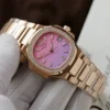 Patek Philippe Nautilus 7010R Imitation Watch Purple Pink Dial Metal Wire Bracelet GR Factory 32mm - Image 5