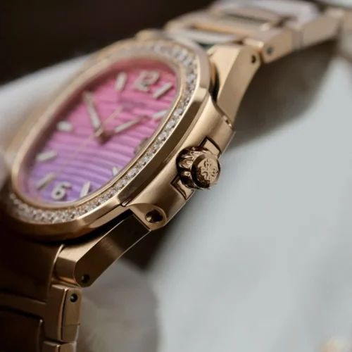Patek Philippe Nautilus 7010R Imitation Watch Purple Pink Dial Metal Wire Bracelet GR Factory 32mm - Image 2