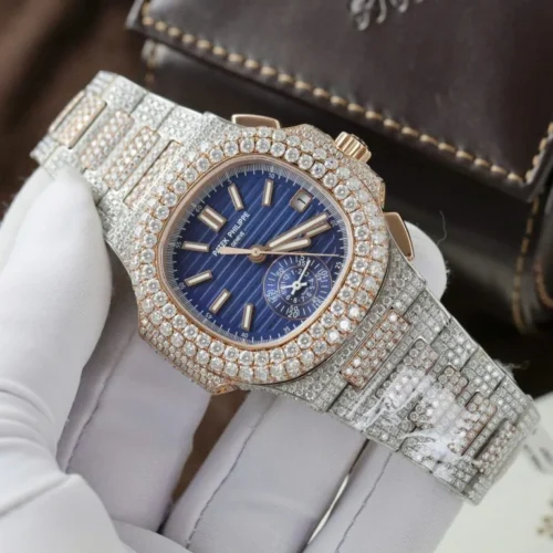 Patek Philippe Nautilus 5980 18K Gold Wrapped + Diamonds Moissanite Custom 40.5mm - Image 2