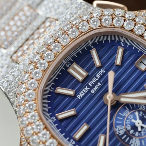 Patek Philippe Nautilus 5980 18K Gold Wrapped + Diamonds Moissanite Custom 40.5mm - Image 5