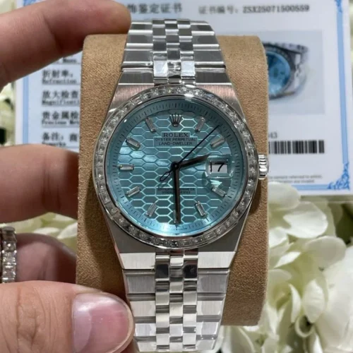 Rolex Land-Dweller 127286TBR 40mm Replica 18K Gold Wrapped & Moissanite Baguette Diamonds