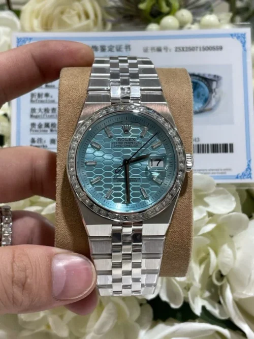 Rolex Land-Dweller 127286TBR 40mm Replica 18K Gold Wrapped & Moissanite Baguette Diamonds