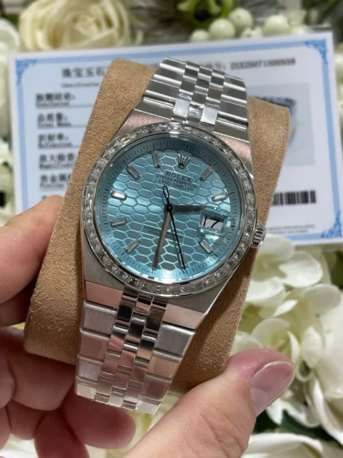 Rolex Land-Dweller 127286TBR 40mm Replica 18K Gold Wrapped & Moissanite Baguette Diamonds - Image 2