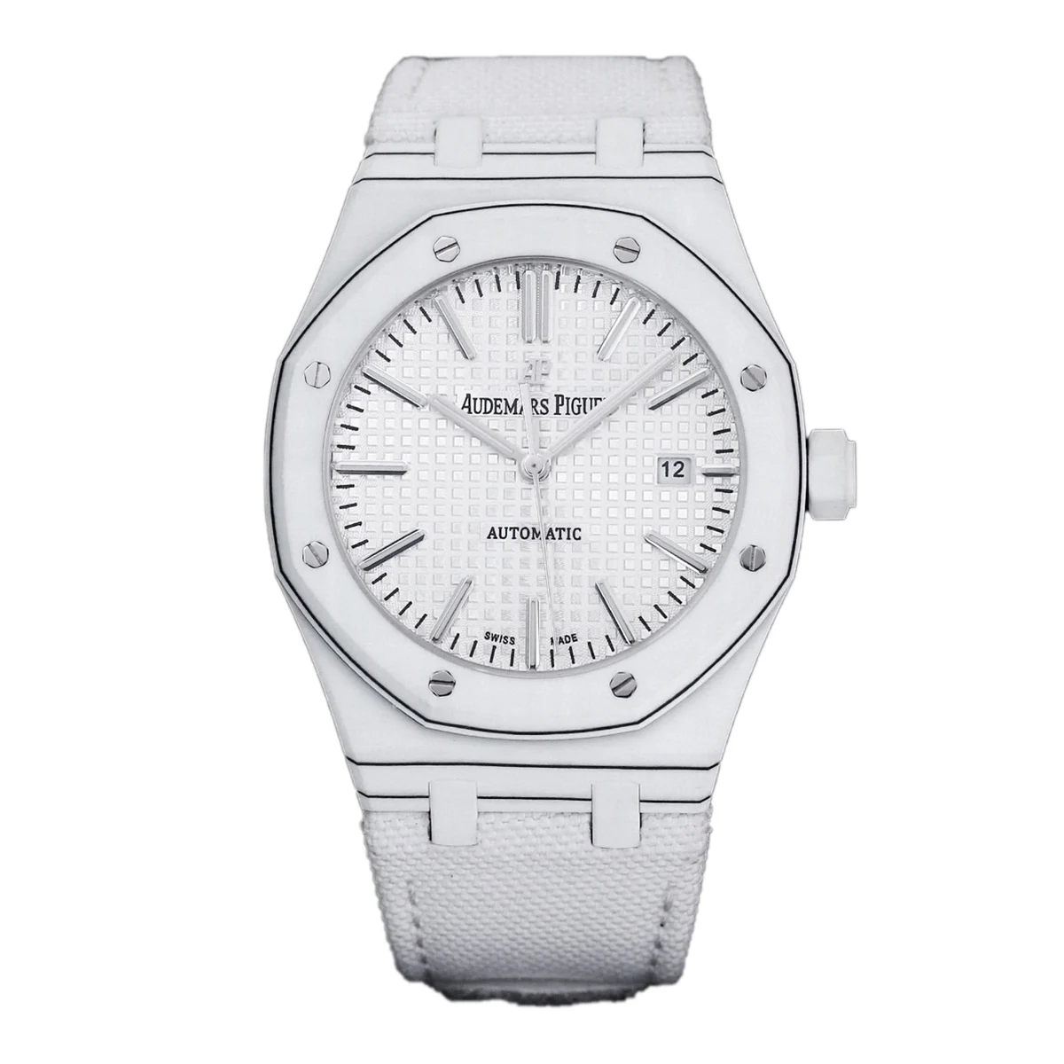 Royal Oak 15400 White Dial in White Carbon Fibre on White Nylon Strap