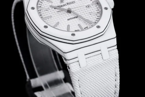 Royal Oak 15400 White Dial in White Carbon Fibre on White Nylon Strap - Image 6