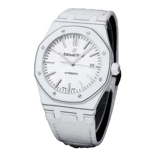 Royal Oak 15400 White Dial in White Carbon Fibre on White Nylon Strap - Image 2
