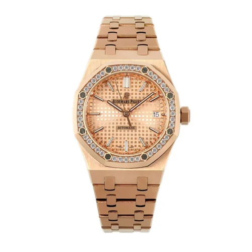Royal Oak 15450ST 37mm Champagne Dial in Rose Gold with Diamond Bezel