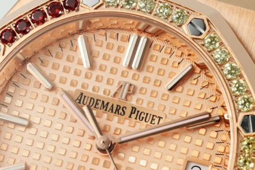 Royal Oak 15450ST 37mm Champagne Dial in Rose Gold with Rainbow Diamond Bezel - Image 4