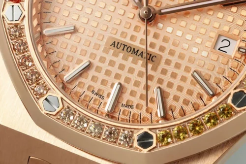 Royal Oak 15450ST 37mm Champagne Dial in Rose Gold with Rainbow Diamond Bezel - Image 3