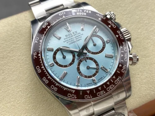 Rolex Daytona Platinum Ice Blue Baguette Diamond Dial Super Clone - Image 5