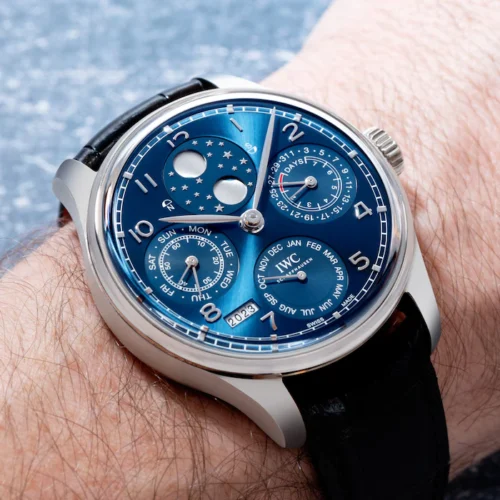 Portugieser Perpetual Calendar SS 5033 APSF 1:1 Best Edition Blue Dial on Black Leather Strap - Image 5