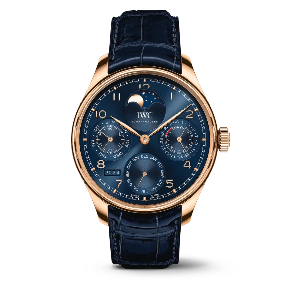 Portugieser Perpetual Calendar RG 5033 APSF 1:1 Best Edition Blue Dial on Blue Leather Strap