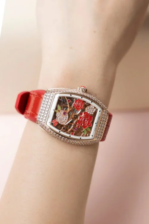 Franck Muller Vanguard V32 Skeleton Red Flower Dial 36mm - Image 3