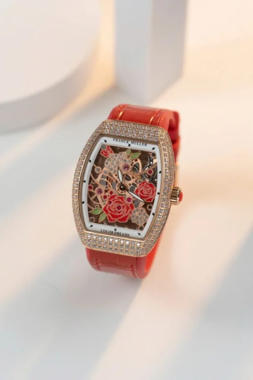 Franck Muller Vanguard V32 Skeleton Red Flower Dial 36mm