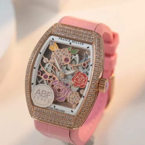 Franck Muller Vanguard V32 Skeleton Red Flower Dial 36mm