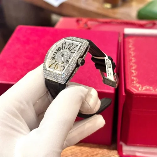 Franck Muller V32 Black Replica Watch Custom Diamonds Moissanite Hong Kong 36mm - Image 6