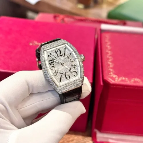 Franck Muller V32 Black Replica Watch Custom Diamonds Moissanite Hong Kong 36mm