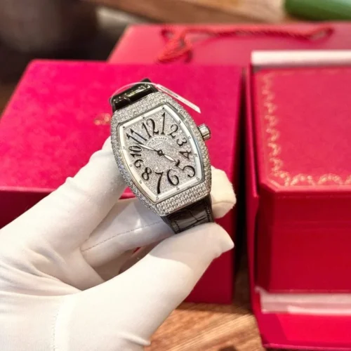 Franck Muller V32 Black Replica Watch Custom Diamonds Moissanite Hong Kong 36mm - Image 4