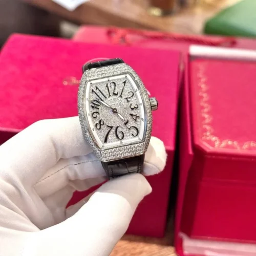 Franck Muller V32 Black Replica Watch Custom Diamonds Moissanite Hong Kong 36mm - Image 2