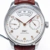 Portuguese Real PR Real Annual Calendar IW5035 ZF 1:1 Best Edition White Dial RG Markers on Brown Leather Strap