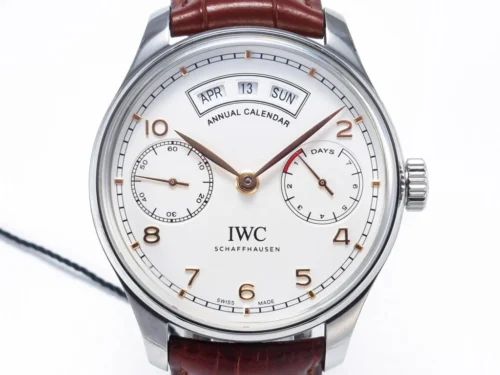 Portuguese Real PR Real Annual Calendar IW5035 ZF 1:1 Best Edition White Dial RG Markers on Brown Leather Strap
