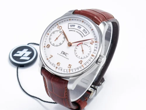 Portuguese Real PR Real Annual Calendar IW5035 ZF 1:1 Best Edition White Dial RG Markers on Brown Leather Strap - Image 2